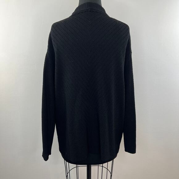 Margaret O'Leary Black Cotton Blend Long Sleeve Button Down Cardigan Sweater 1 - Picture 2 of 5